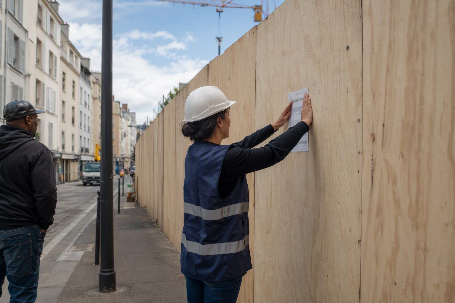 Information de proximité sur une palissade de chantier